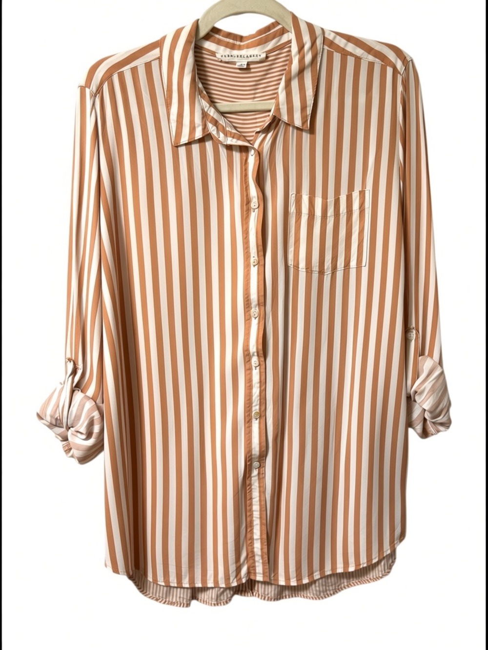 Jane & Delancey Button Up Shirt Women’s XL Striped Optional Rolled Sleeves